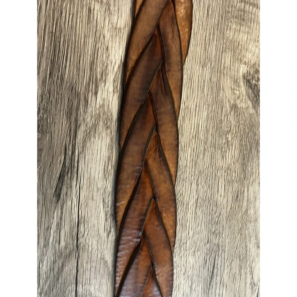 American Eagle Leather Belt with Buckle WIDE BRAIDED Retro Vintage Boho Hippy